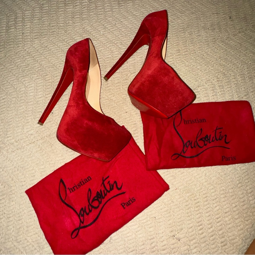 Vintage Christian Louboutin suede platform heels